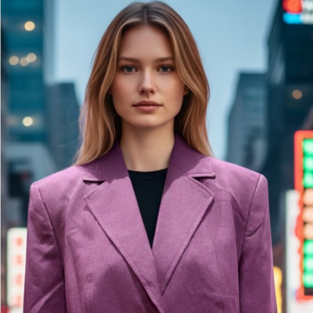 Le Suit Elegant Purple Women's Blazer and Pant Suit